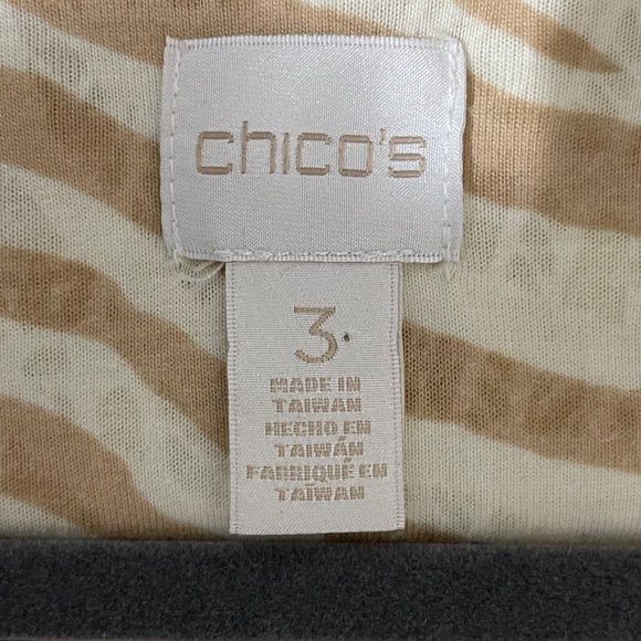 Chico’s women's size 3 (XL) beige/gold zebra print v neck top - Picture 6 of 7